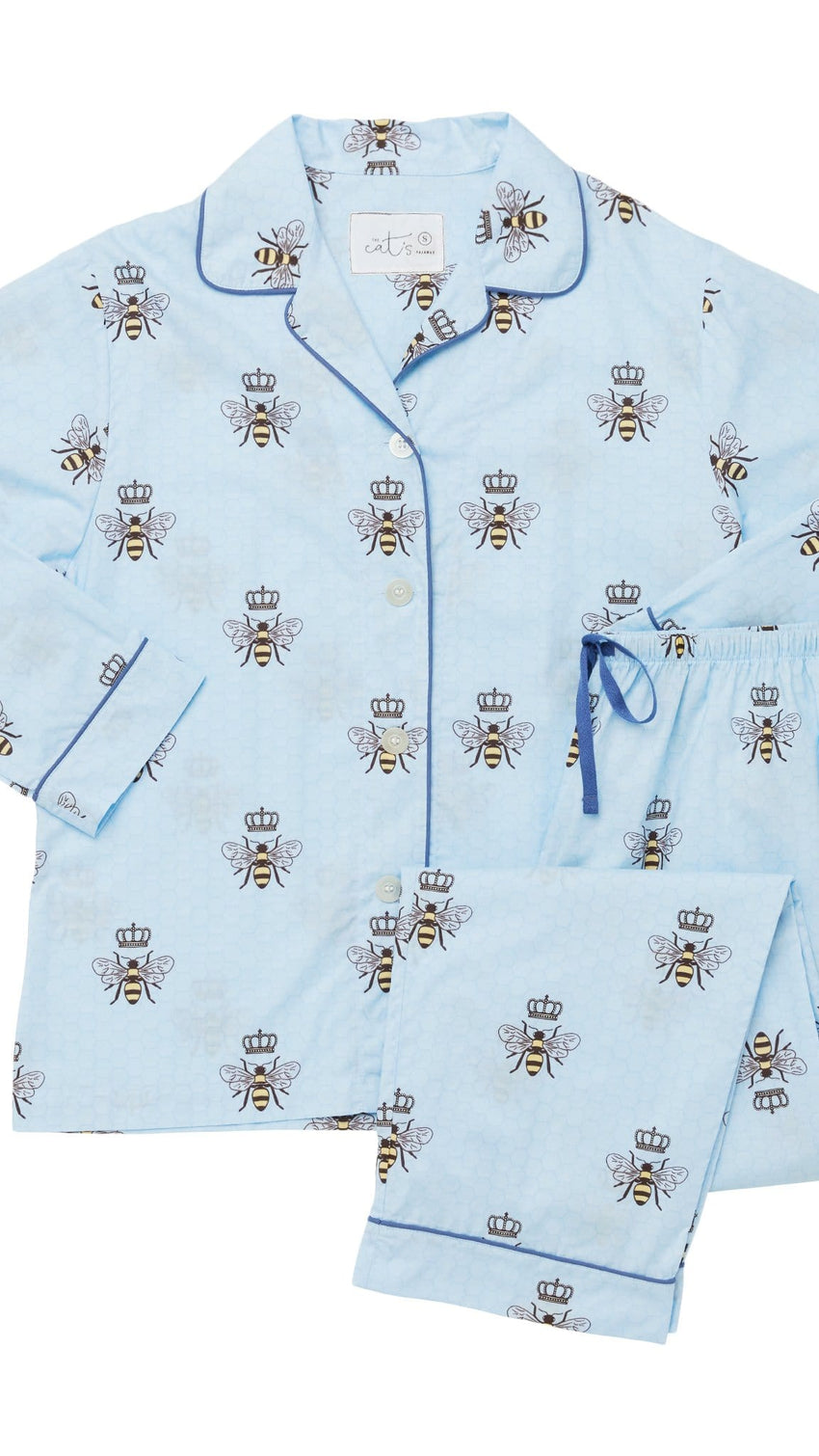 Queen Bee Luxe Pima Pajama - Blue Wide Blue