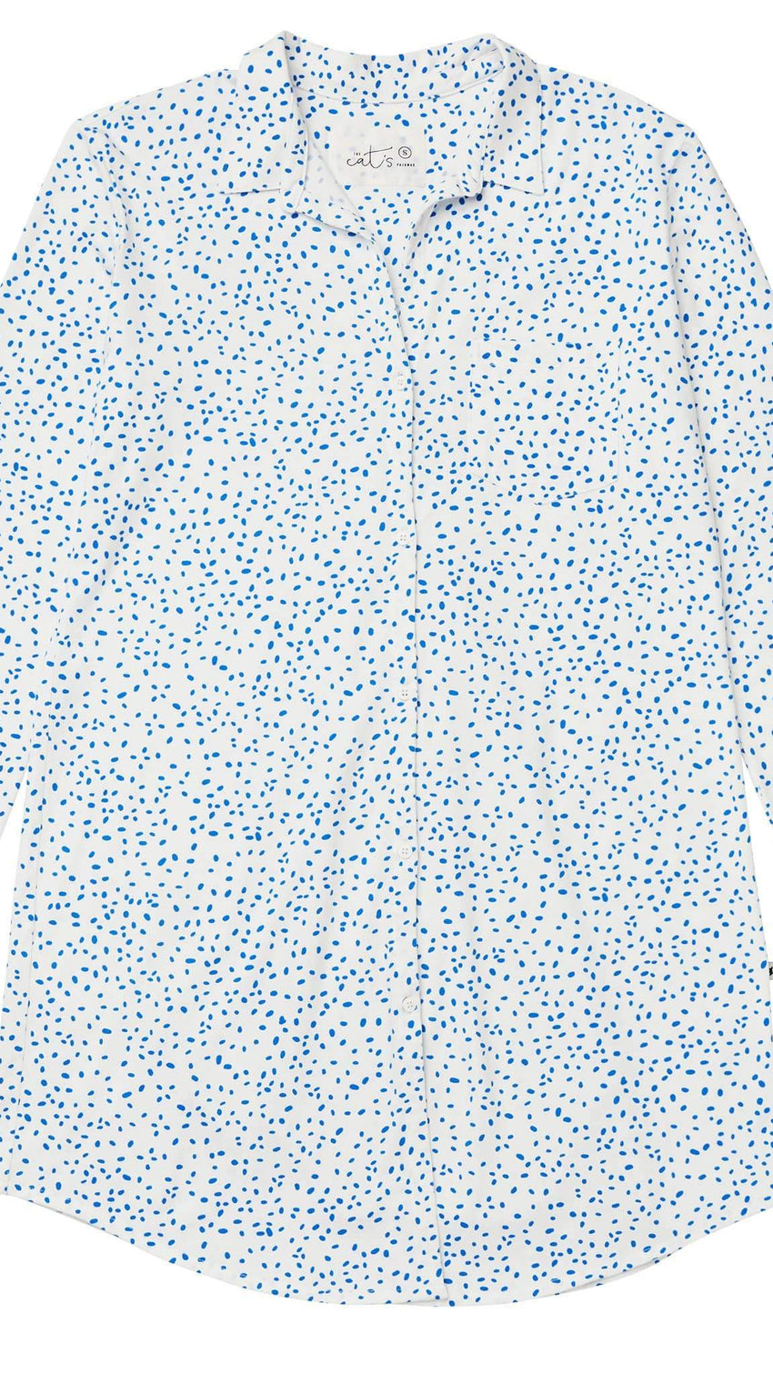 Confetti Dot Pima Knit Night Shirt - Blue Extra Blue