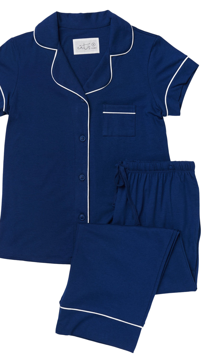 Classic Pima Knit Capri - Marine Blue Wide Marine Blue