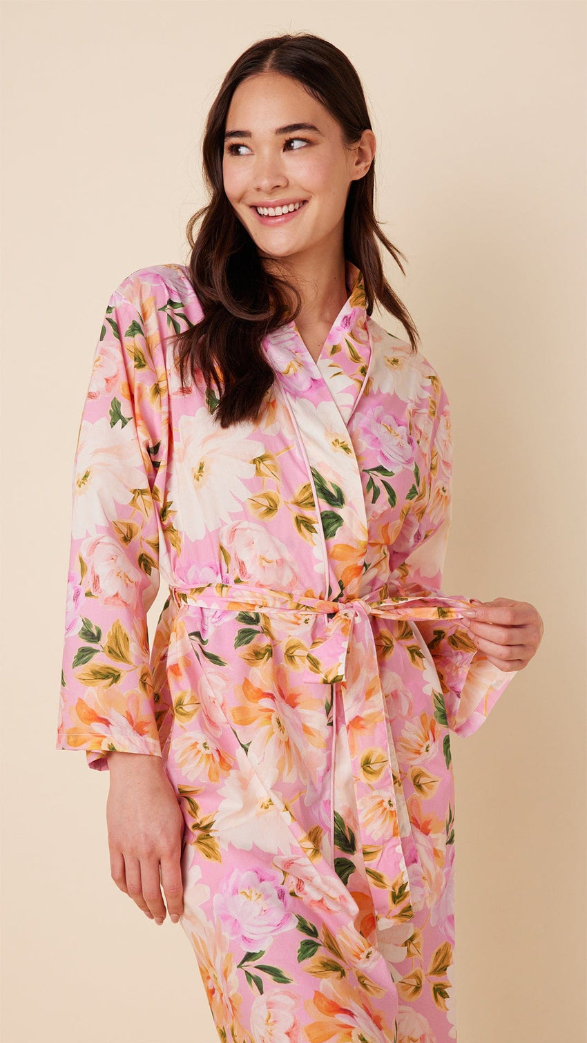 Blush Rose Luxe Pima Kimono Robe Extra pink
