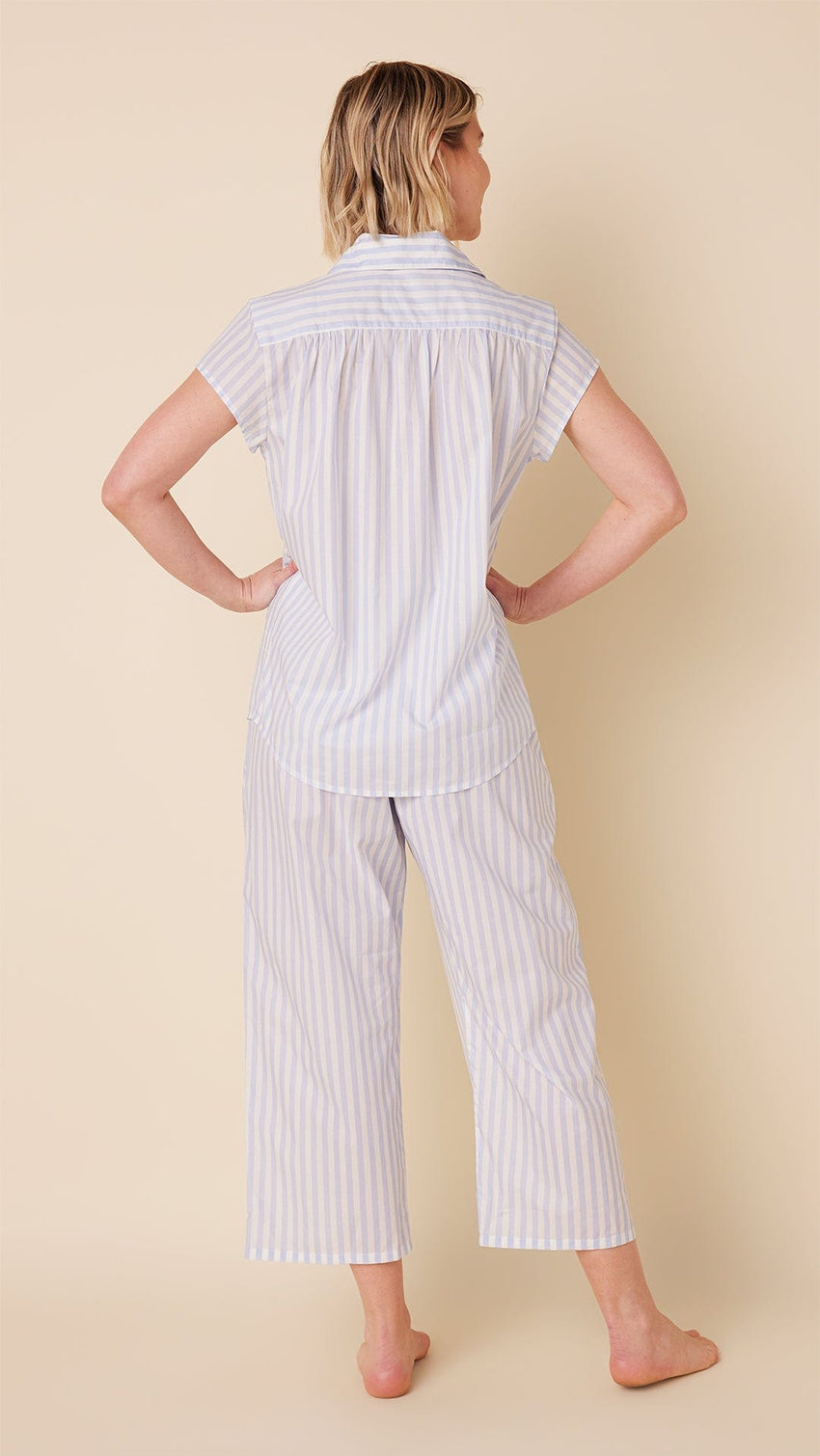 Classic Stripe Luxe Pima Capri Set - Blue Hover Blue
