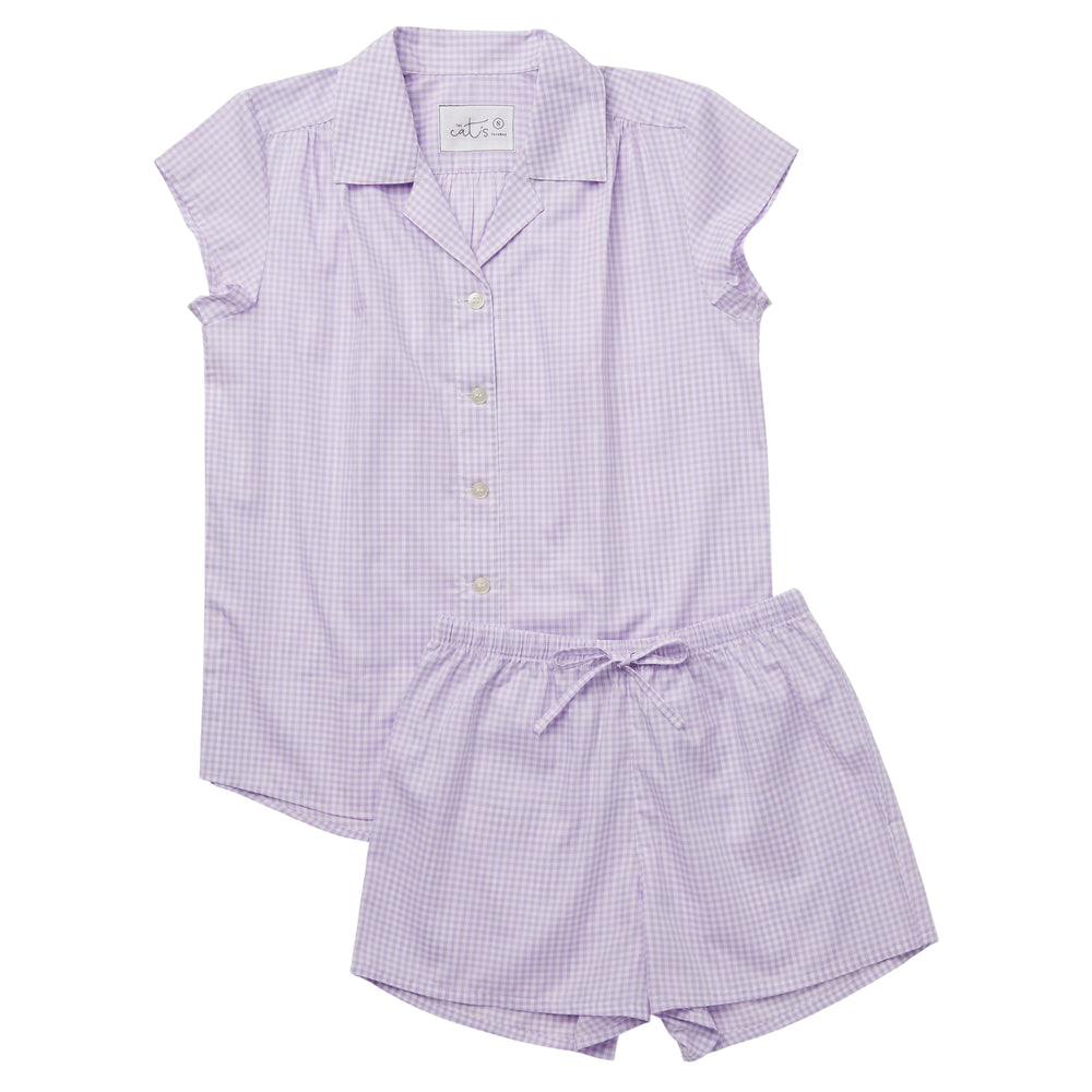 Classic Gingham Luxe Pima Short Set - Lavender Extra Lavender