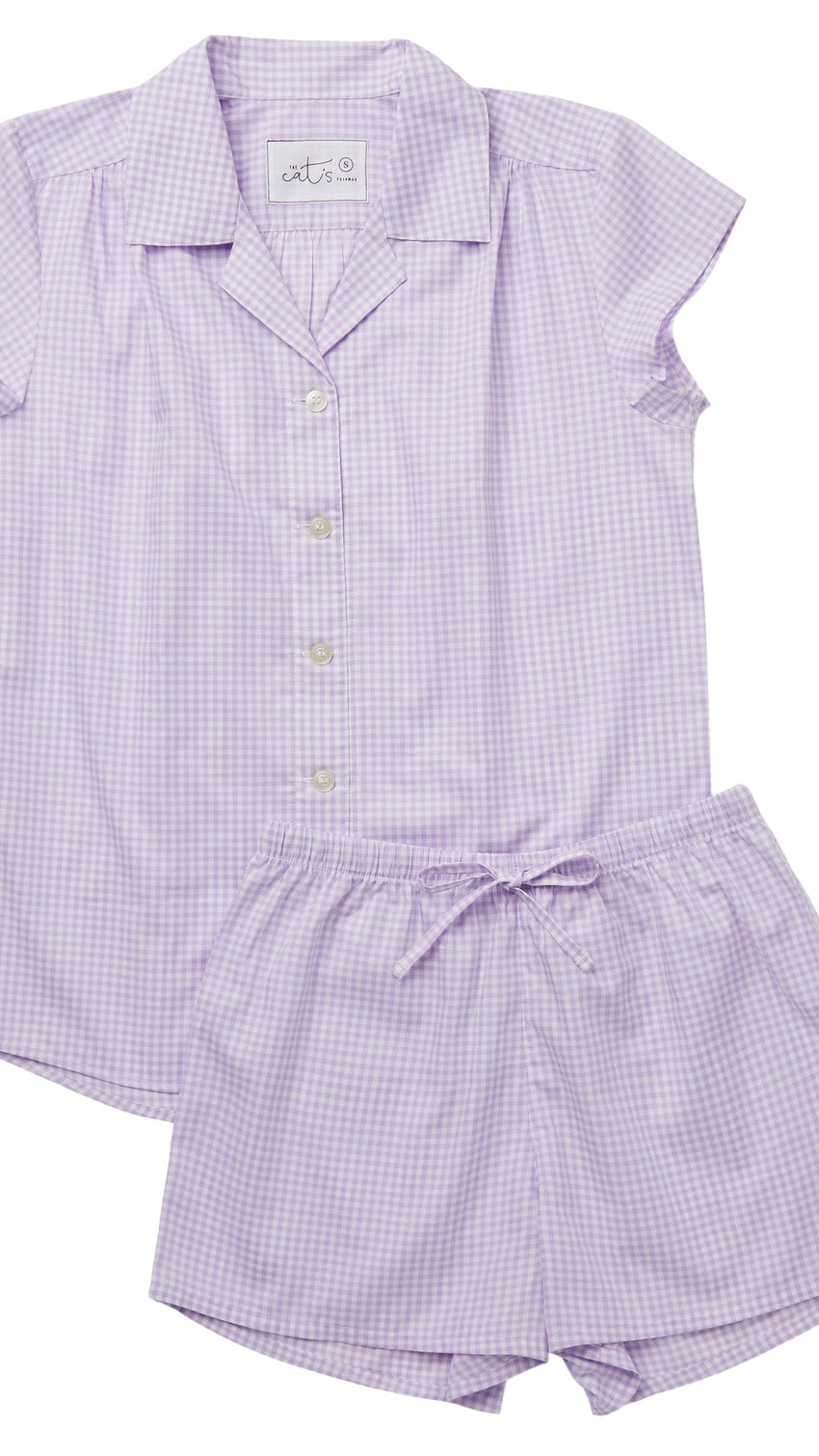 Classic Gingham Luxe Pima Short Set - Lavender Extra Lavender