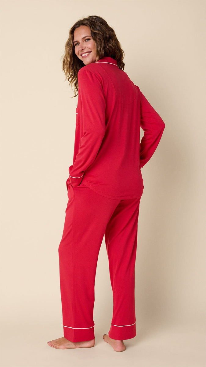 Confetti Dot Pima Knit Long-Sleeved Pajama - Red