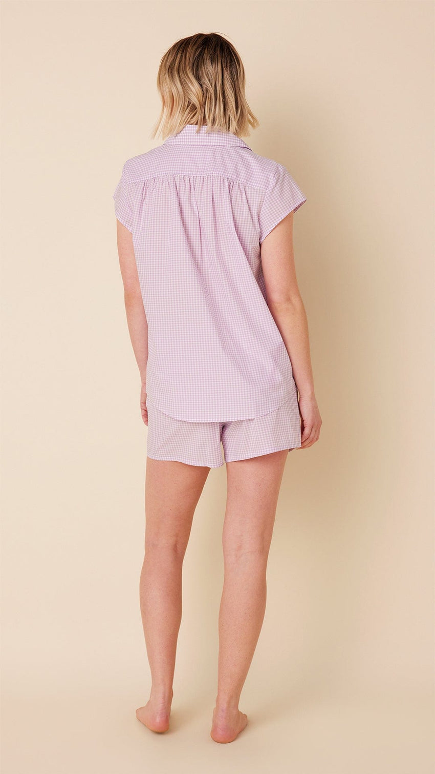 Classic Gingham Luxe Pima Short Set - Lavender Hover Lavender