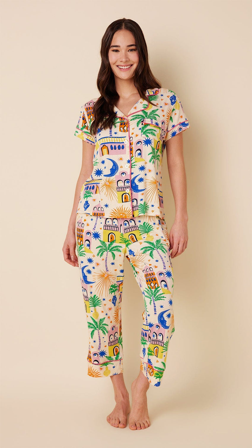 Moroccan Magic Pima Knit Capri Set Main White