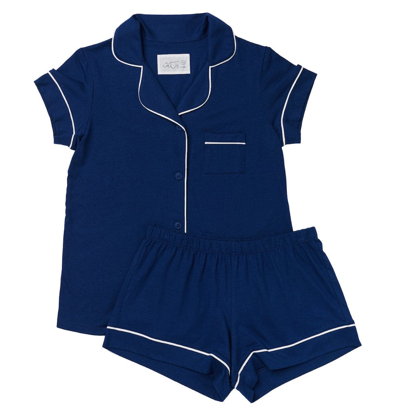 Classic Pima Knit Short Set - Marine Blue Wide Marine Blue