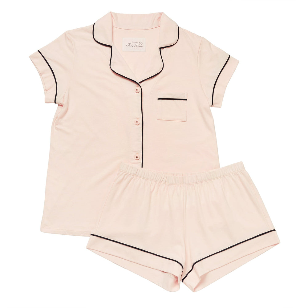 Classic Pima Knit Short Set - Powder Pink Wide Powder Pink