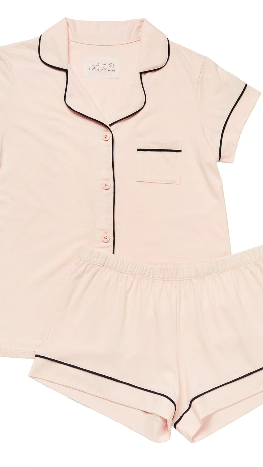 Classic Pima Knit Short Set - Powder Pink Wide Powder Pink