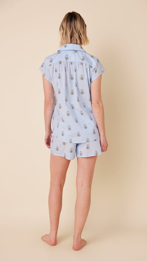 Queen Bee Luxe Pima Short Set - Blue Hover Blue