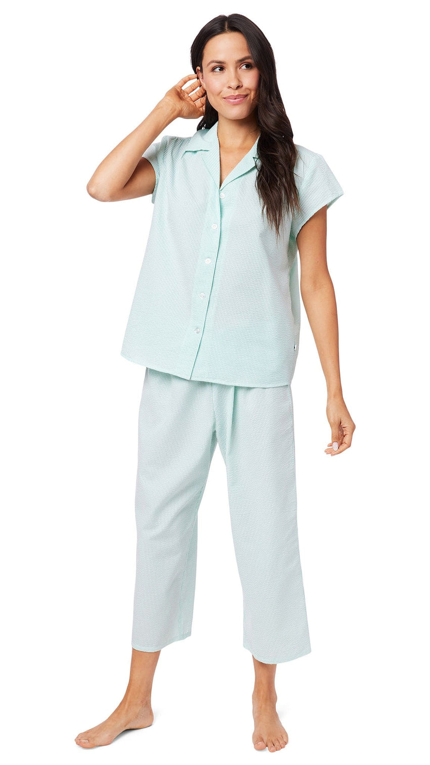 Seersucker Stripe Capri - Mint Extra Mint
