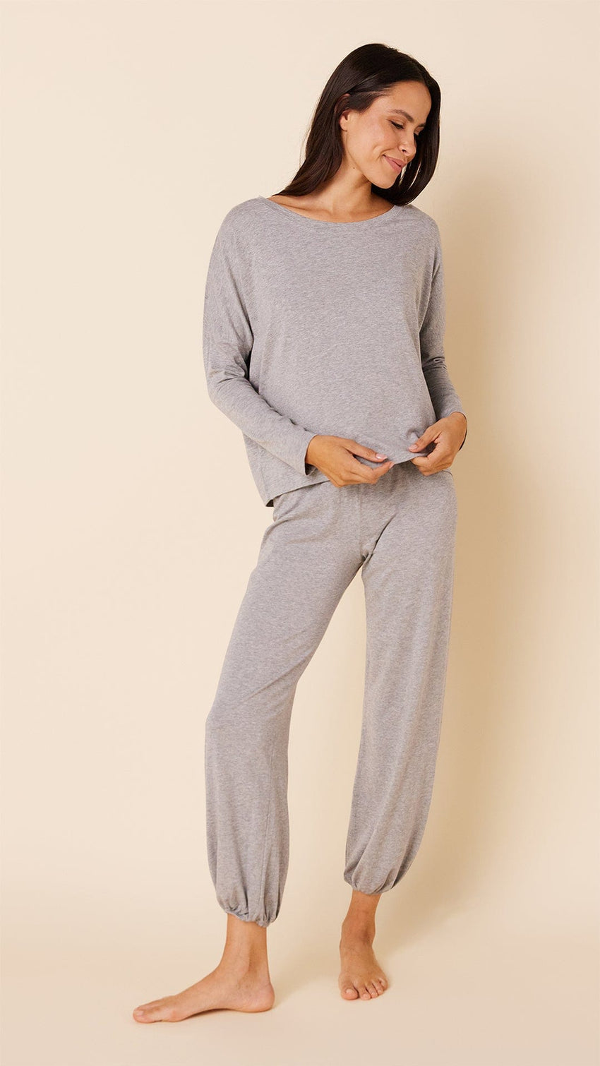 Classic Pima Knit Pullover Set - Heather Grey Main Heather Grey