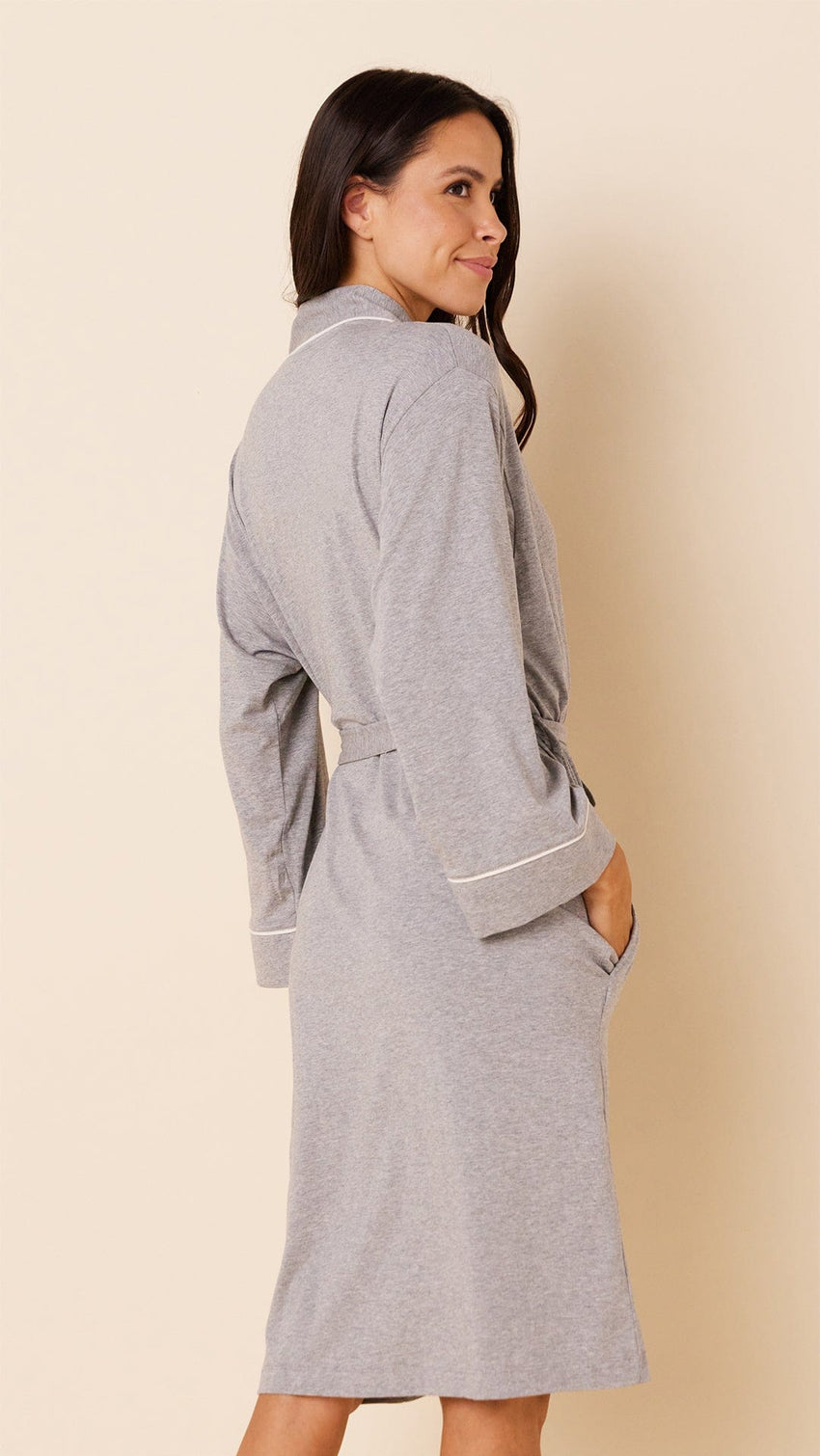 Classic Pima Knit Robe - Heather Grey Extra Heather Grey