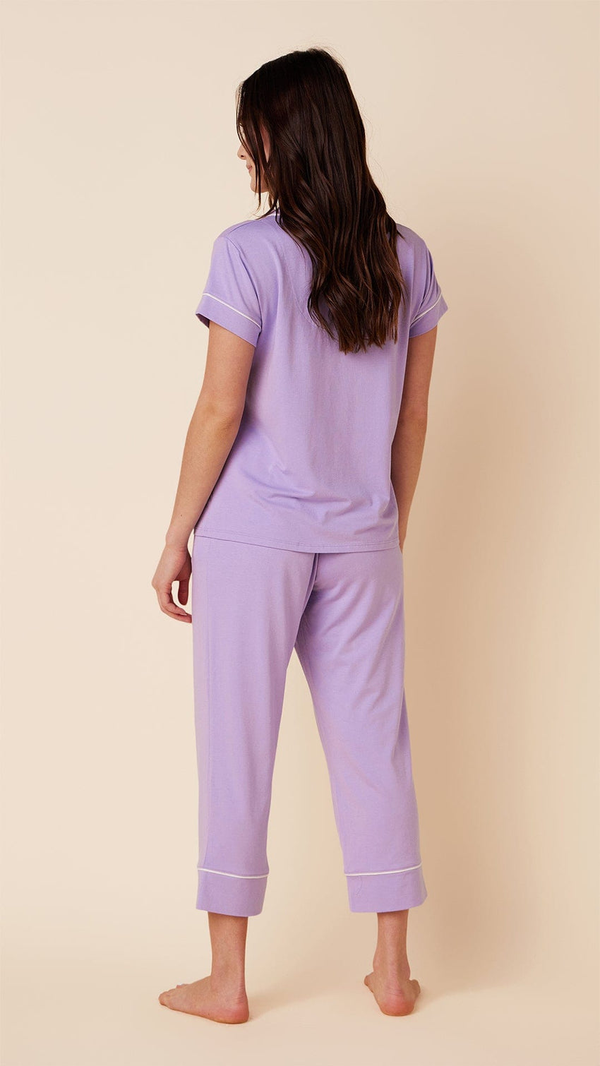 Classic Pima Knit Capri - Lilac/Ivory Hover Lilac