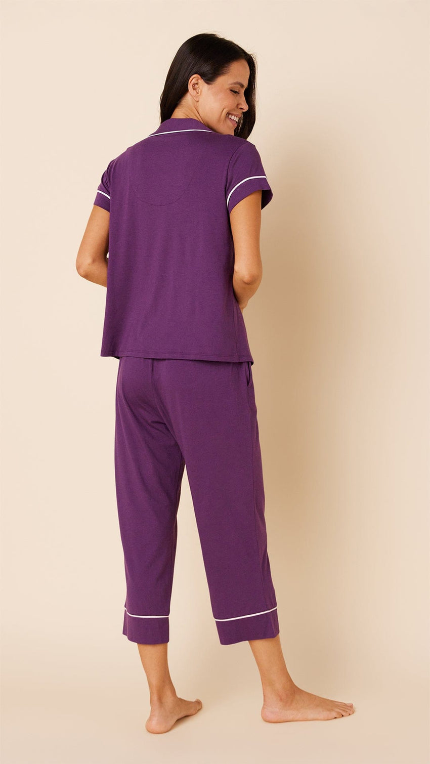 Classic Pima Knit Capri - Aubergine Hover Aubergine