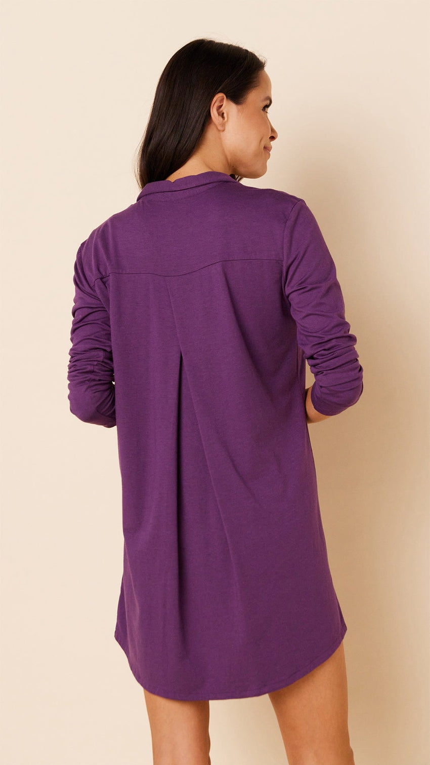 Classic Pima Knit Night Shirt - Aubergine Hover Aubergine