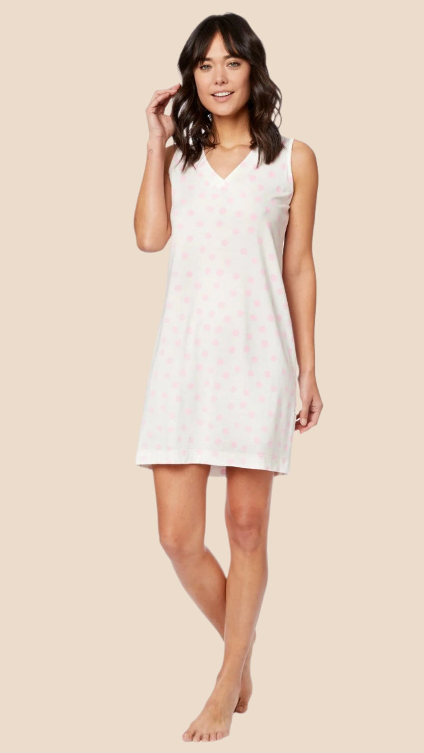 Sprinkle Dots Pima Knit Nightgown - Pink Main Pink