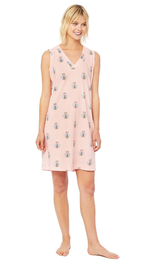 Queen Bee Pima Knit Nightgown - Pink Main Pink