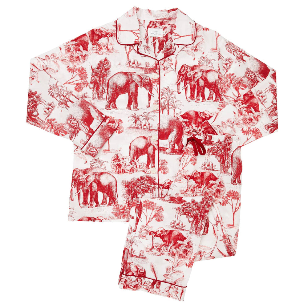 Safari Toile Luxe Pima Cotton Pajama - Red Extra Red