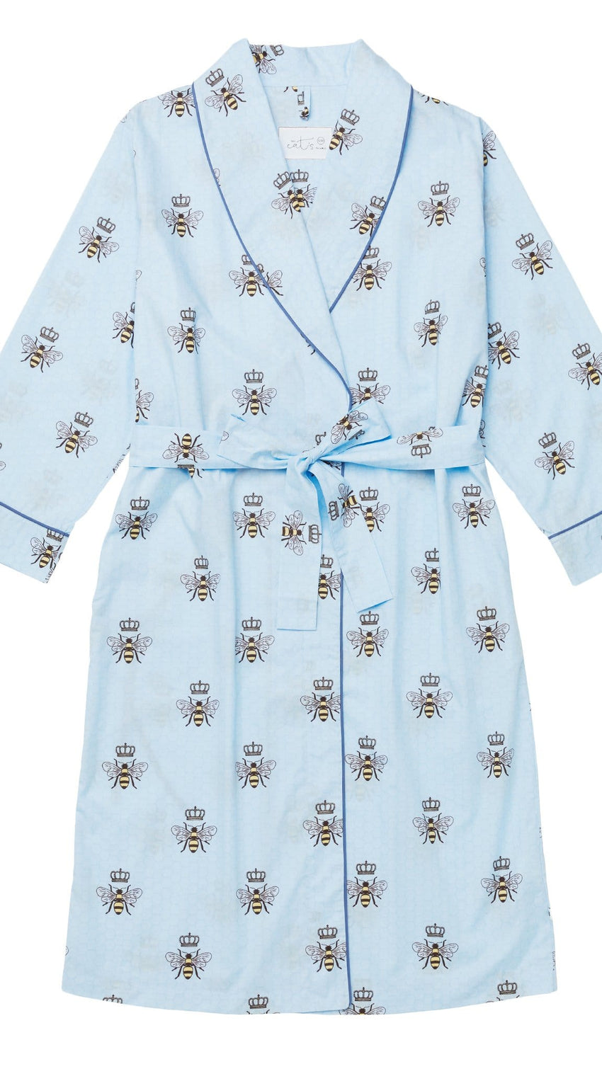 Queen Bee Luxe Pima Shawl Collar Robe -  Blue Wide Blue