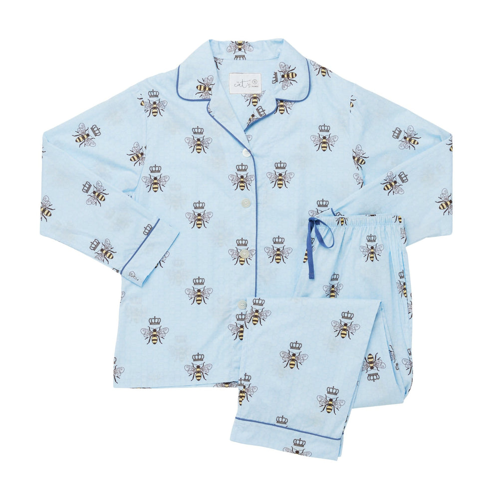 Queen Bee Luxe Pima Pajama - Blue Wide Blue