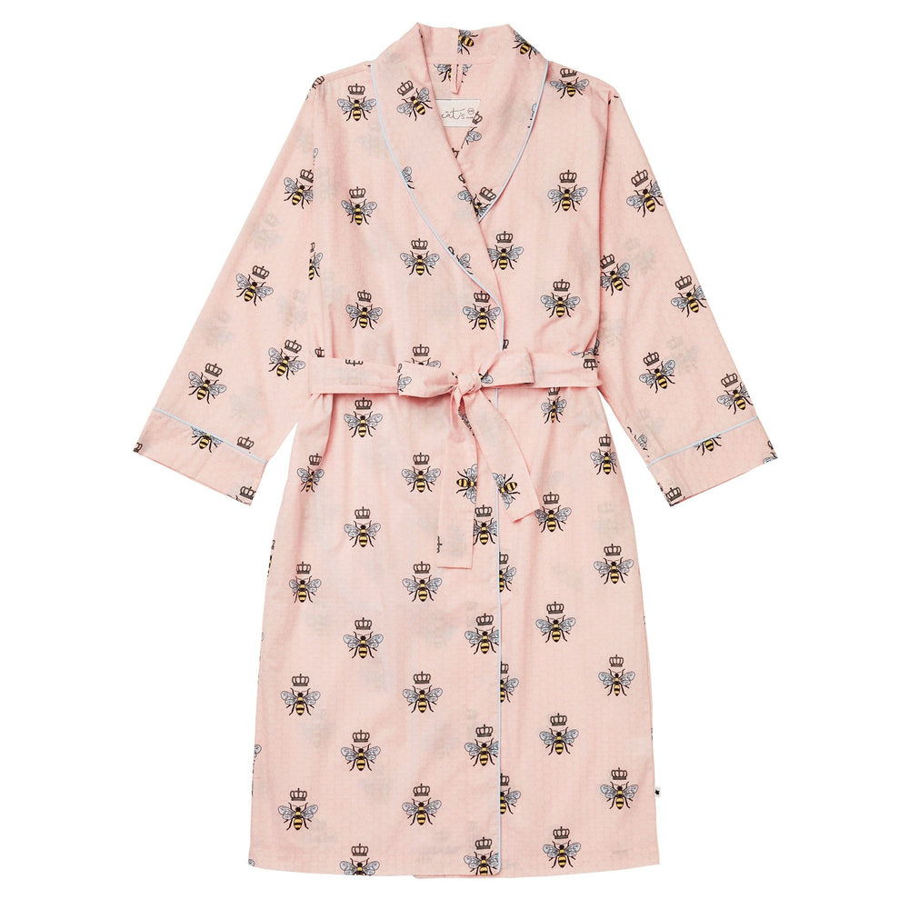 Queen Bee Luxe Pima Shawl Collar Robe - Pink Wide Pink