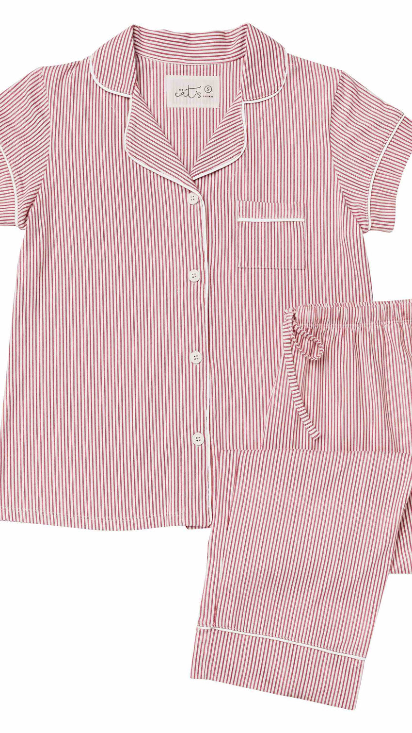 Simple Stripe Pima Knit Capri - Red – The Cat's Pajamas