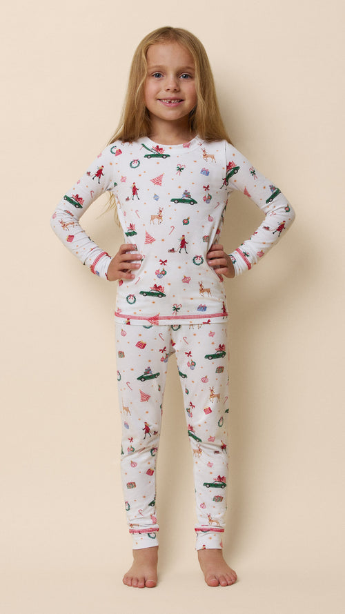 A Merry Little Stroll Pima Knit Kid's Pullover Set Extra White