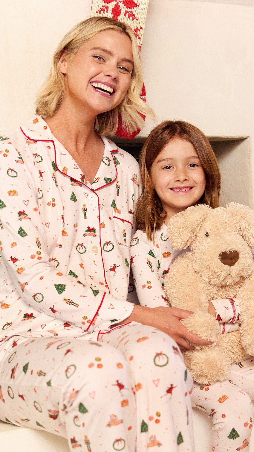 A Very Vintage Christmas Pima Knit Kids Pajama - White Wide White