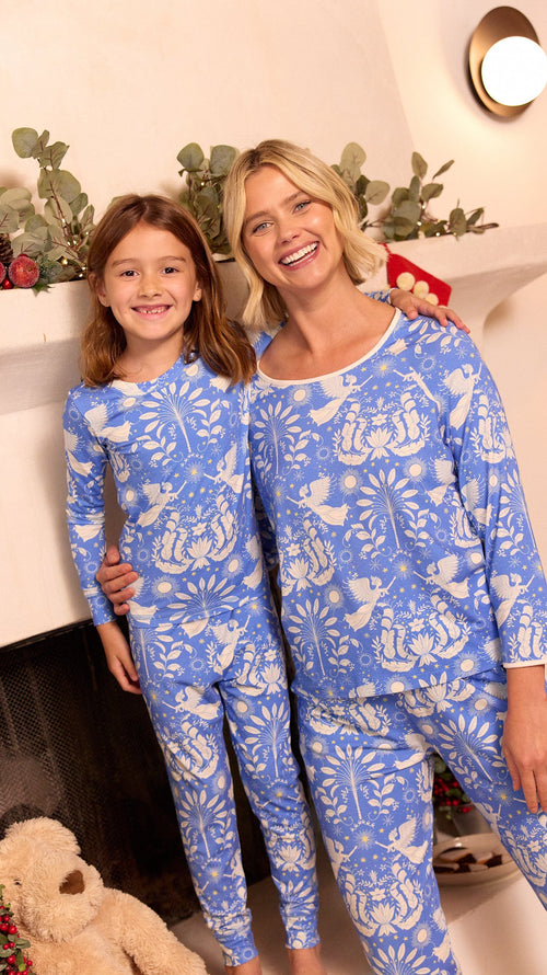 Angels Among Us Kids Pima Knit Pajama Wide Blue
