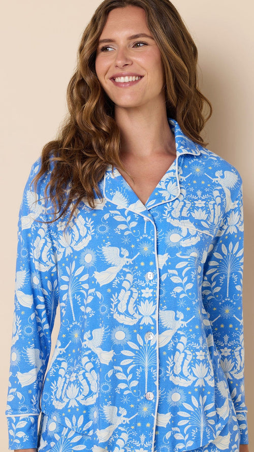Angels Among Us Pima Knit Long-Sleeved Pajama Extra Blue