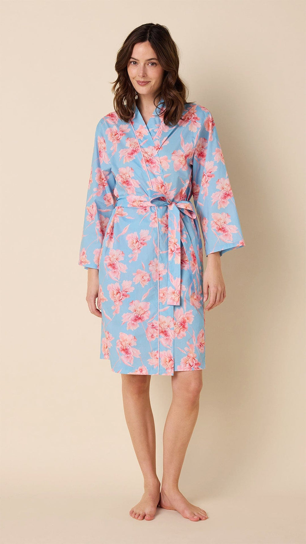 Celeste Luxe Pima Kimono Robe Main Blue
