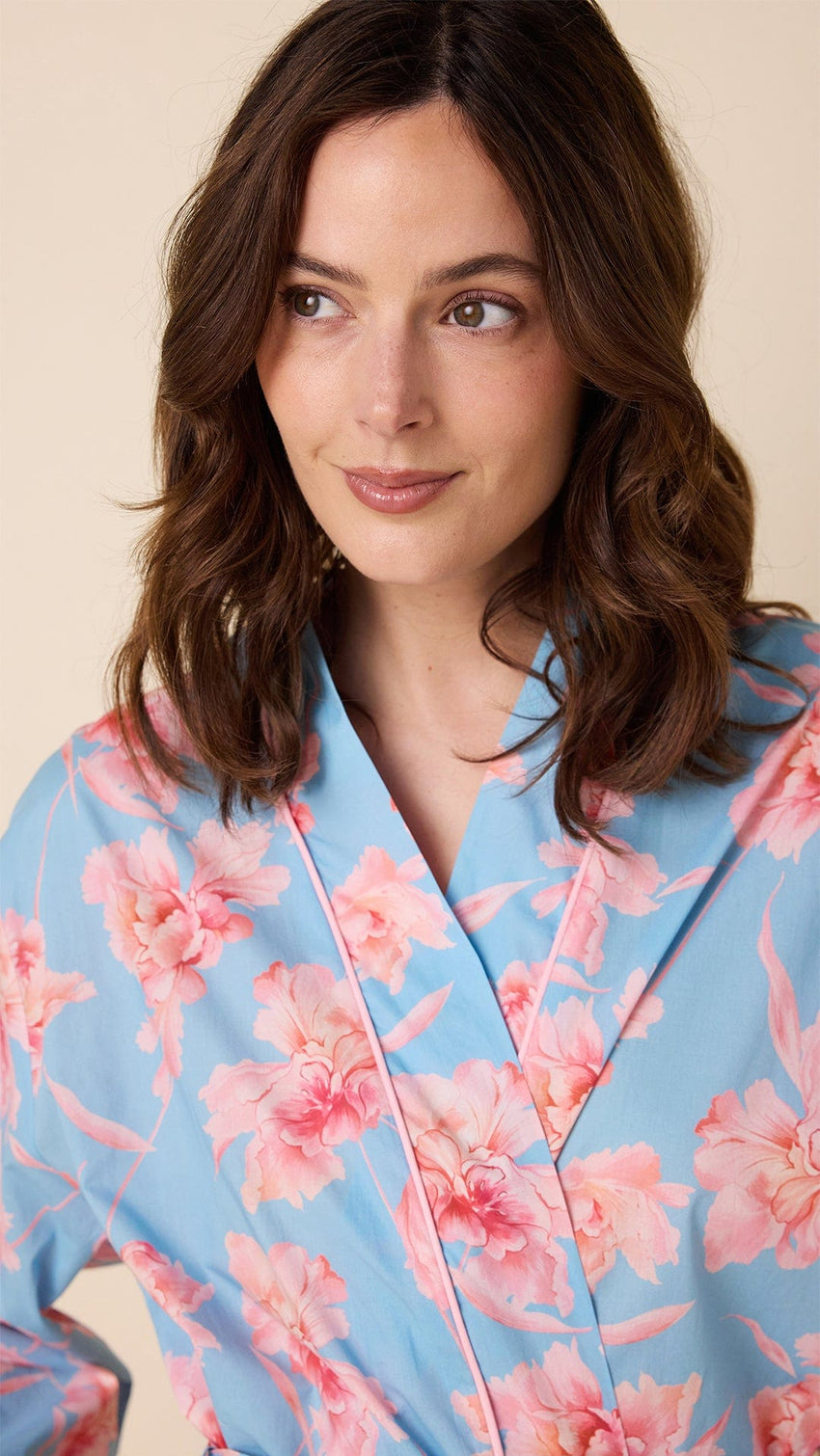 Celeste Luxe Pima Kimono Robe Extra Blue