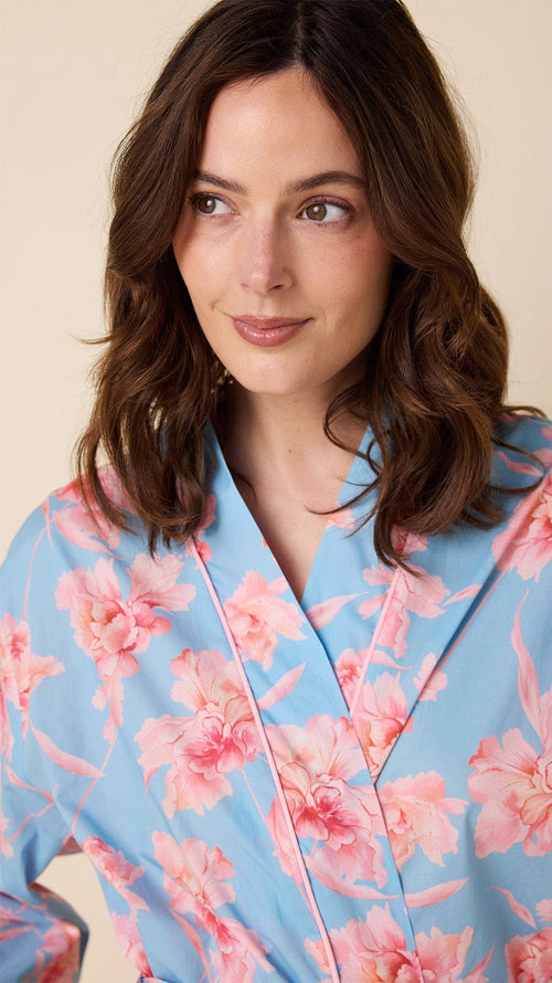 Celeste Luxe Pima Kimono Robe Extra Blue