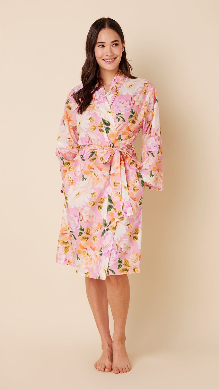 Blush Rose Luxe Pima Kimono Robe Main Pink