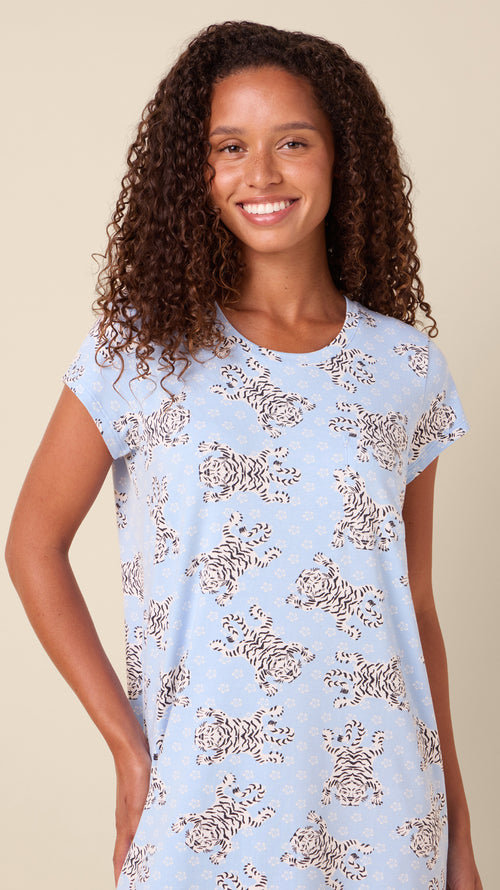 Bengal Blue Pima Knit Short-Sleeved Sleep Shirt Extra Blue