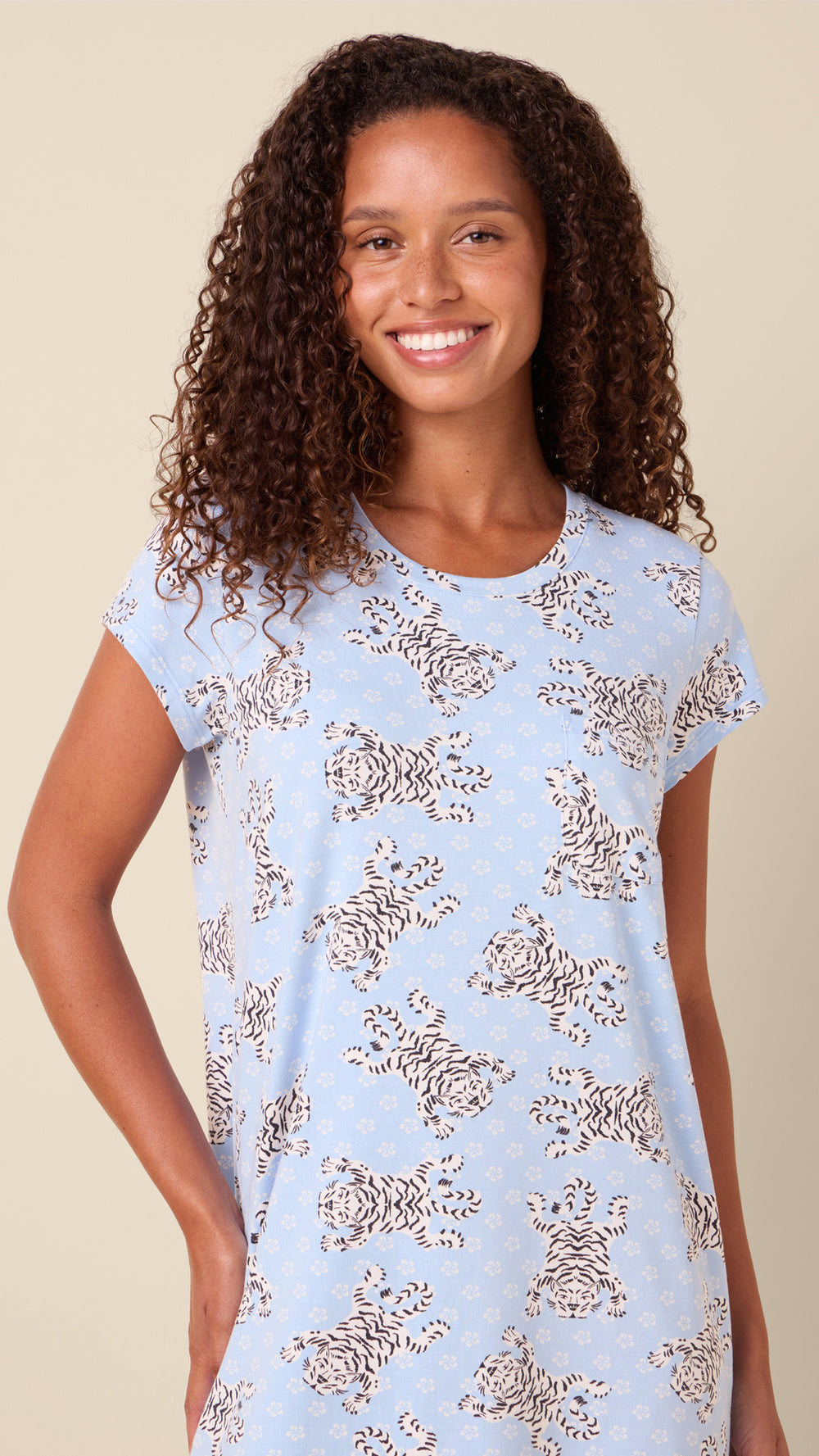 Bengal Blue Pima Knit Short-Sleeved Sleep Shirt Extra Blue
