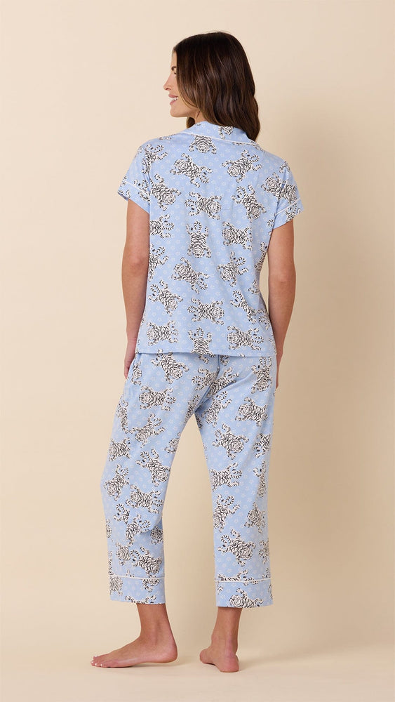 Bengal Blue Pima Knit Capri Set Hover Blue