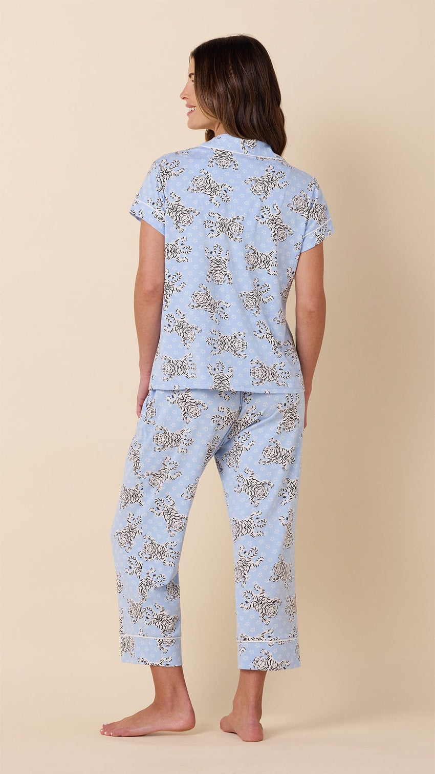 Bengal Blue Pima Knit Capri Set Hover Blue