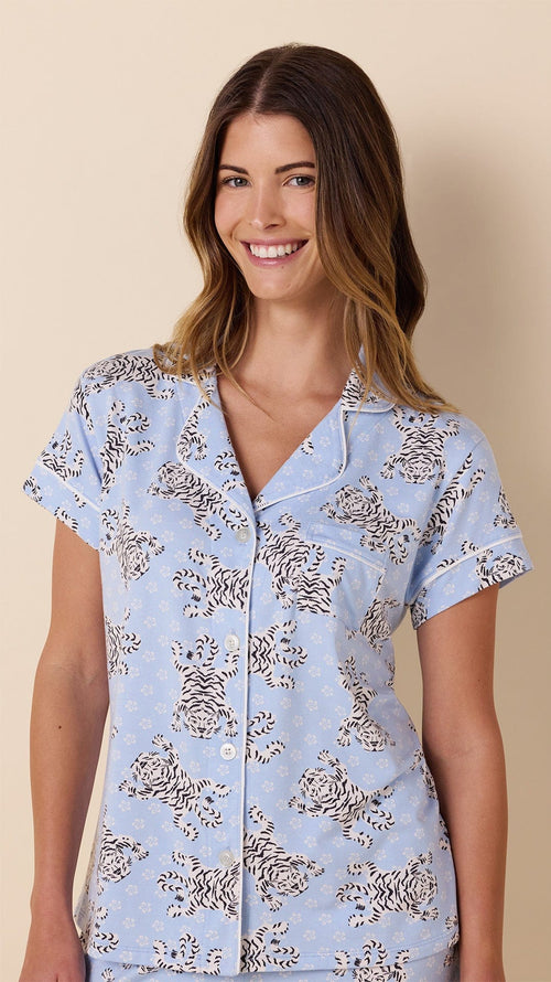 Bengal Blue Pima Knit Short Set Extra Blue