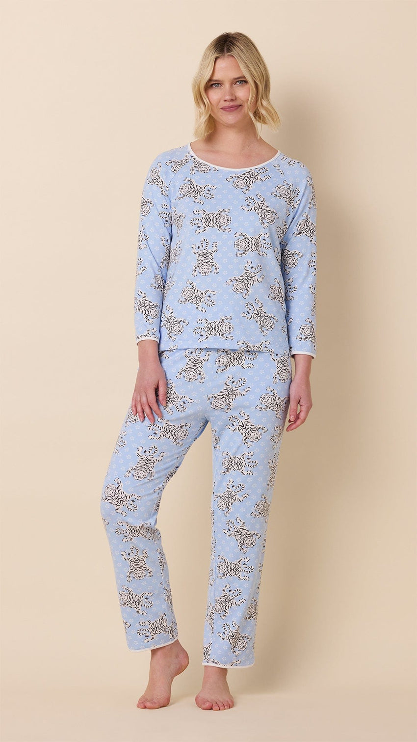 Bengal Blue Pima Knit Simple Set Wide Blue
