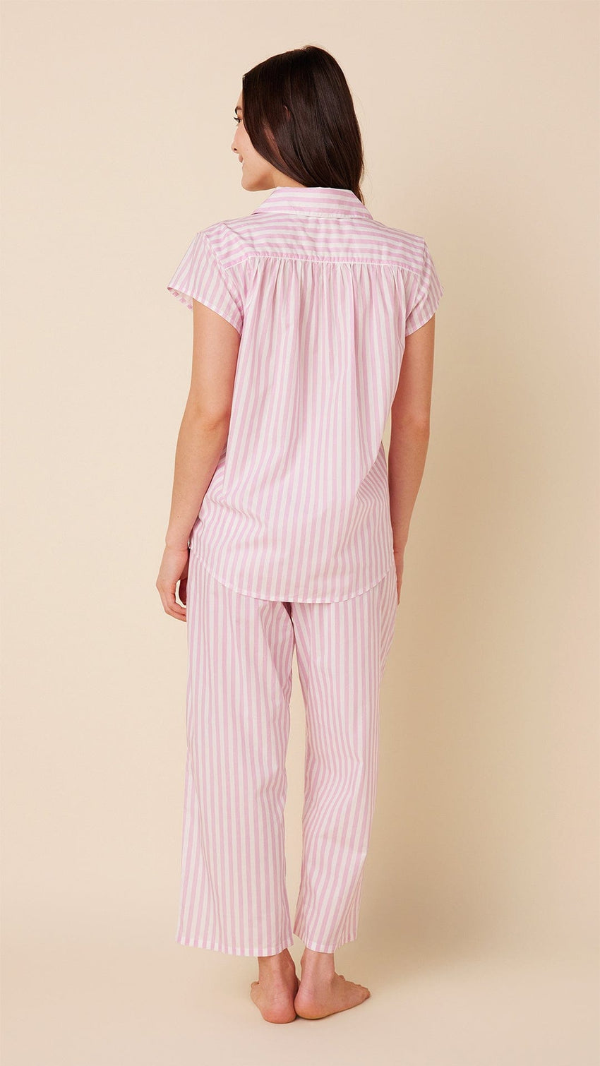 Classic Stripe Luxe Pima Capri Set - Pink Hover Pink