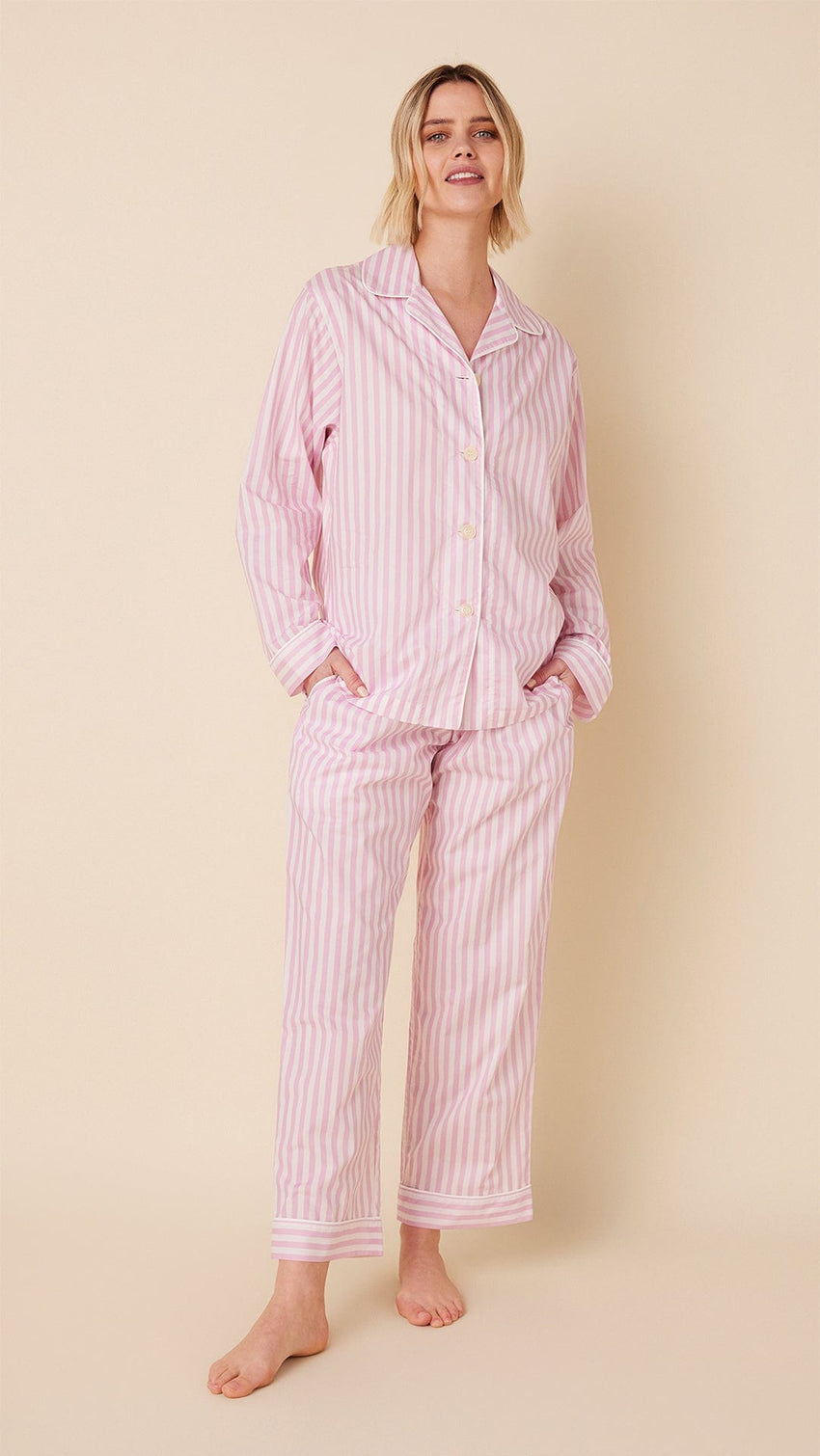 Classic Stripe Luxe Pima Long-Sleeved Pajama - Pink Main PInk