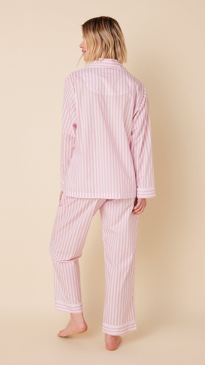 Classic Stripe Luxe Pima Long-Sleeved Pajama - Pink Extra Pink