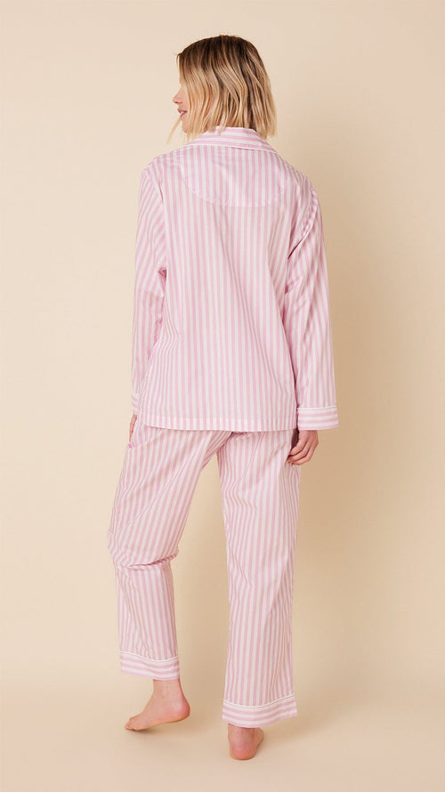 Classic Stripe Luxe Pima Long-Sleeved Pajama - Pink Hover Pink