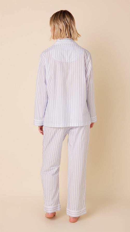 Classic Stripe Luxe Pima Long-Sleeved Pajama - Blue Extra Blue