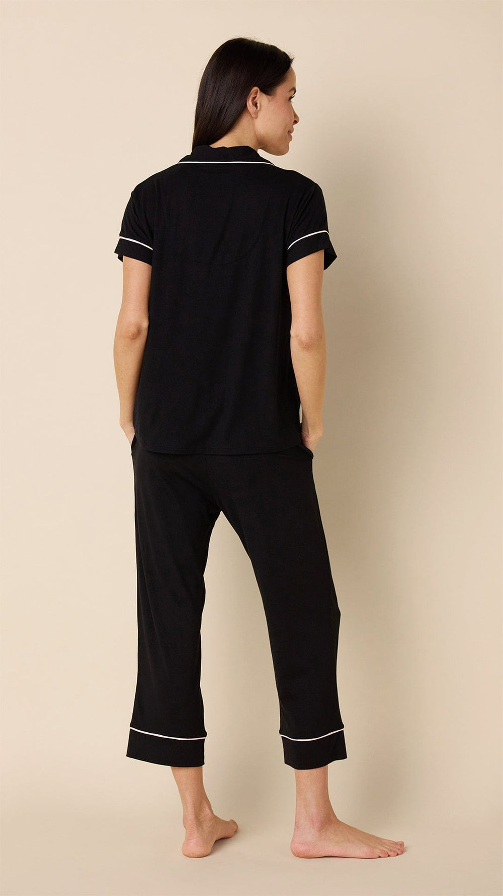 Classic Pima Knit Capri - Midnight Extra Midnight/Pink