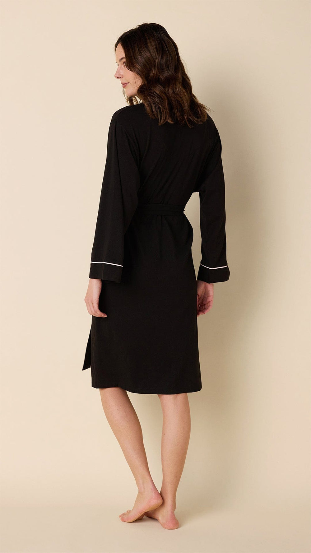 Classic Pima Knit Kimono Robe - Midnight Hover Midnight/Pink