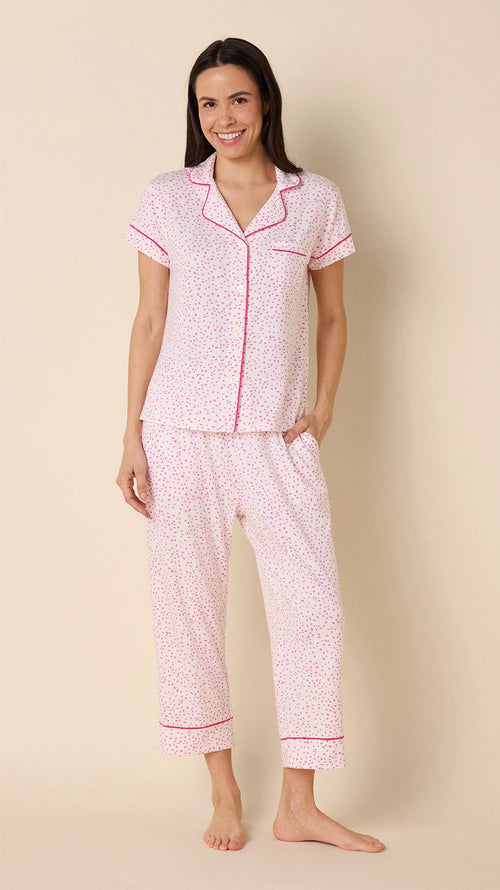 Confetti Dot Pima Knit Capri Set - Orchid Wide Orchid