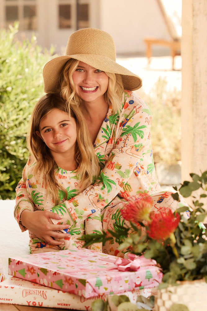 California Christmas Kids Pima Knit Pajama Wide Ivory